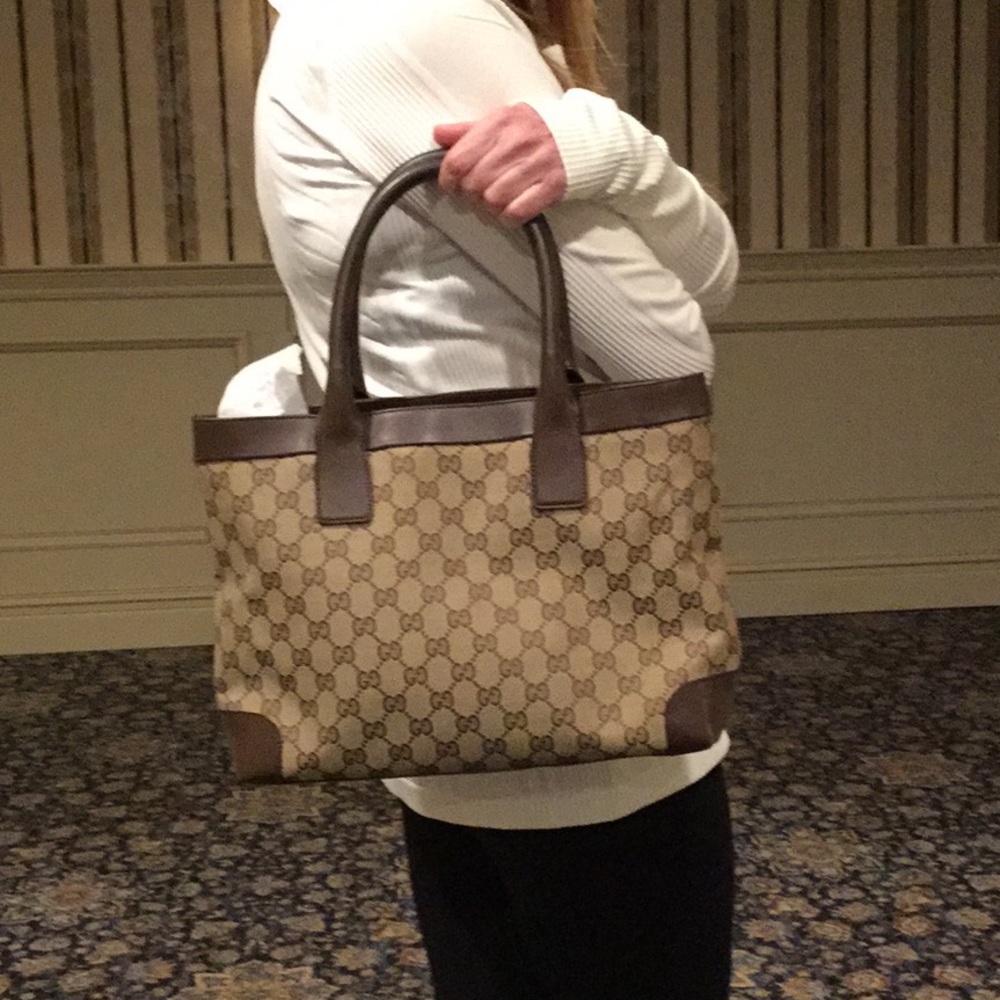 Gucci Beige Brown GG Canvas Tote